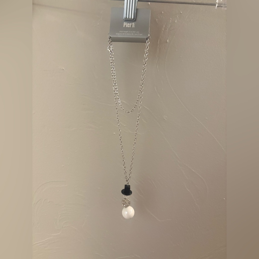 Pier 1 Silver Snowman Necklace